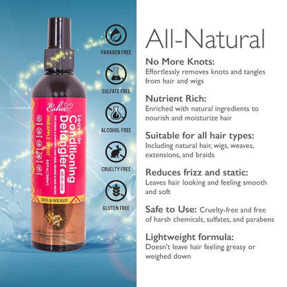 Esha Wig & Weave Leave-In Conditioner & Detangler Spray – 8.8 oz, Pineapple Scent, Sulfate-Free