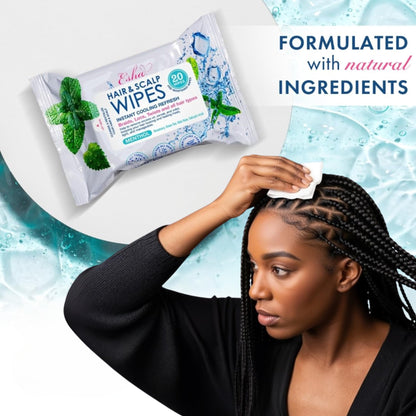 Esha Hair & Scalp Wipes – 3-Pack No-Rinse Waterless Cleanse for Braids, Wigs & Scalp