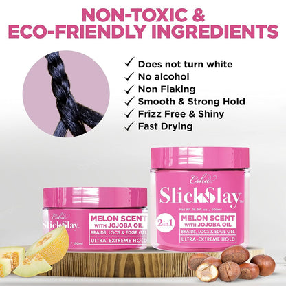 Esha Slick N Slay Braiding Gel – Ultra-Extreme Hold, Hydrating & Conditioning (Coconut, 17 oz)