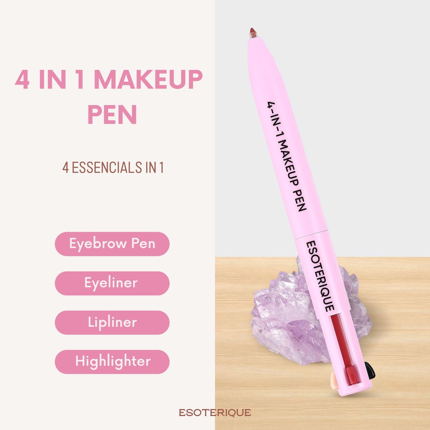ESOTERIQUE 4-in-1 Makeup Pen – Eyeliner, Lip Liner, Brow Pencil & Highlighter (Shade 01) – Cruelty-Free & Vegan