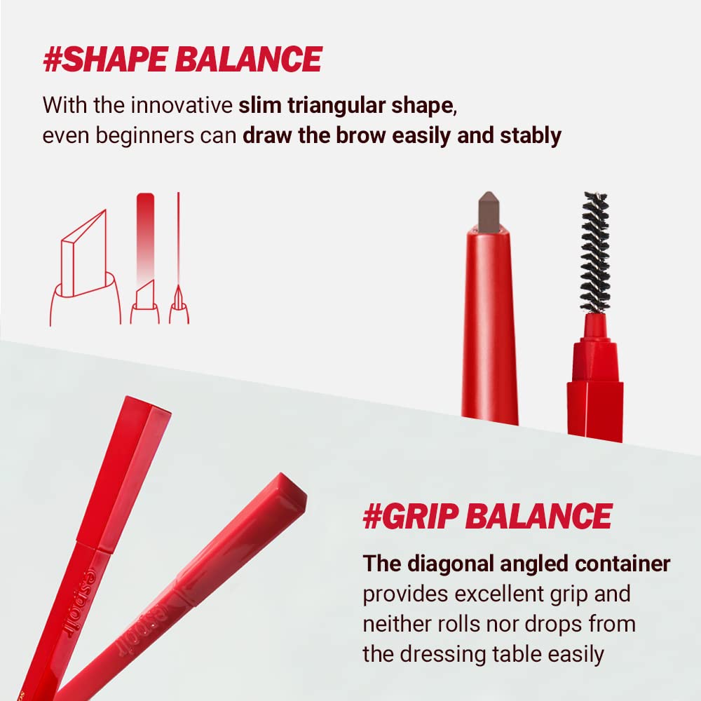 Espoir The Brow Balance Pencil #6 Light Taupe | Triangular Eyebrow Pencil for Precise, Clump-Free Definition
