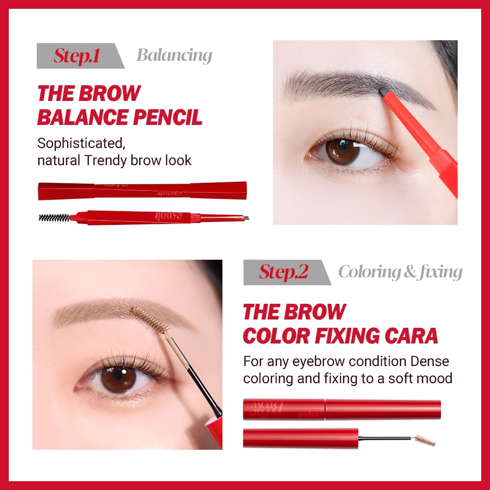 Espoir The Brow Balance Pencil #6 Light Taupe | Triangular Eyebrow Pencil for Precise, Clump-Free Definition