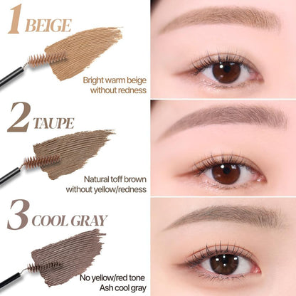 Espoir The Brow Color Fixing Cara Taupe #2 – Non-Clumping, Smudge-Proof Eyebrow Mascara
