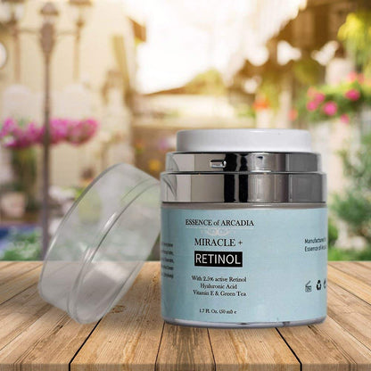Essence Of Arcadia Retinol Moisturizer Cream 2.5% for Face & Eye Area – Hyaluronic Acid, Vitamin E, Green Tea | 1.7 fl oz