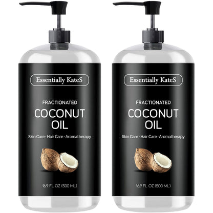 Essentially KateS Fractionated Coconut Oil 2x16 oz Pack (33.8 fl oz) No Scent – Carrier Oil for Essential Oils