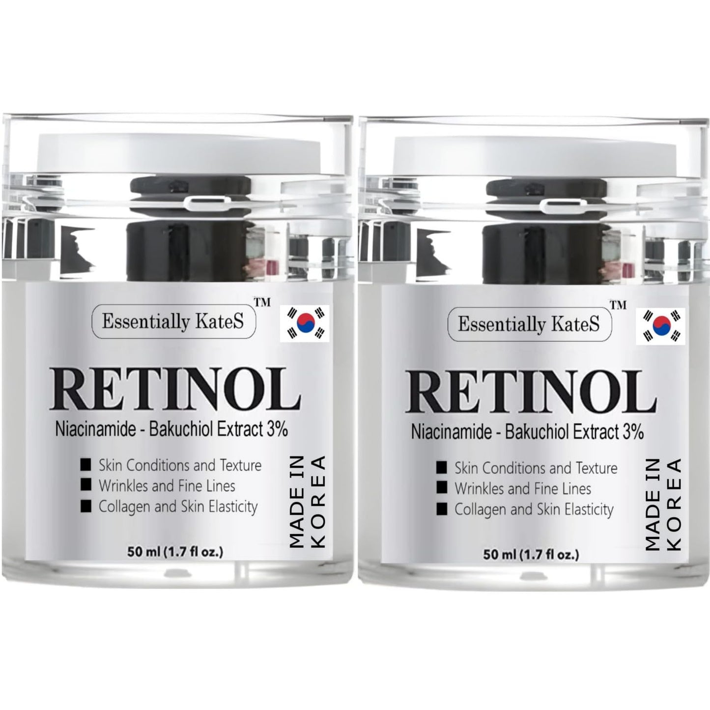 Essentially KateS Retinol Moisturizer Cream 50 ml – Pack of 2 – Face, Eye, Neck & Décolleté – Korean Skincare