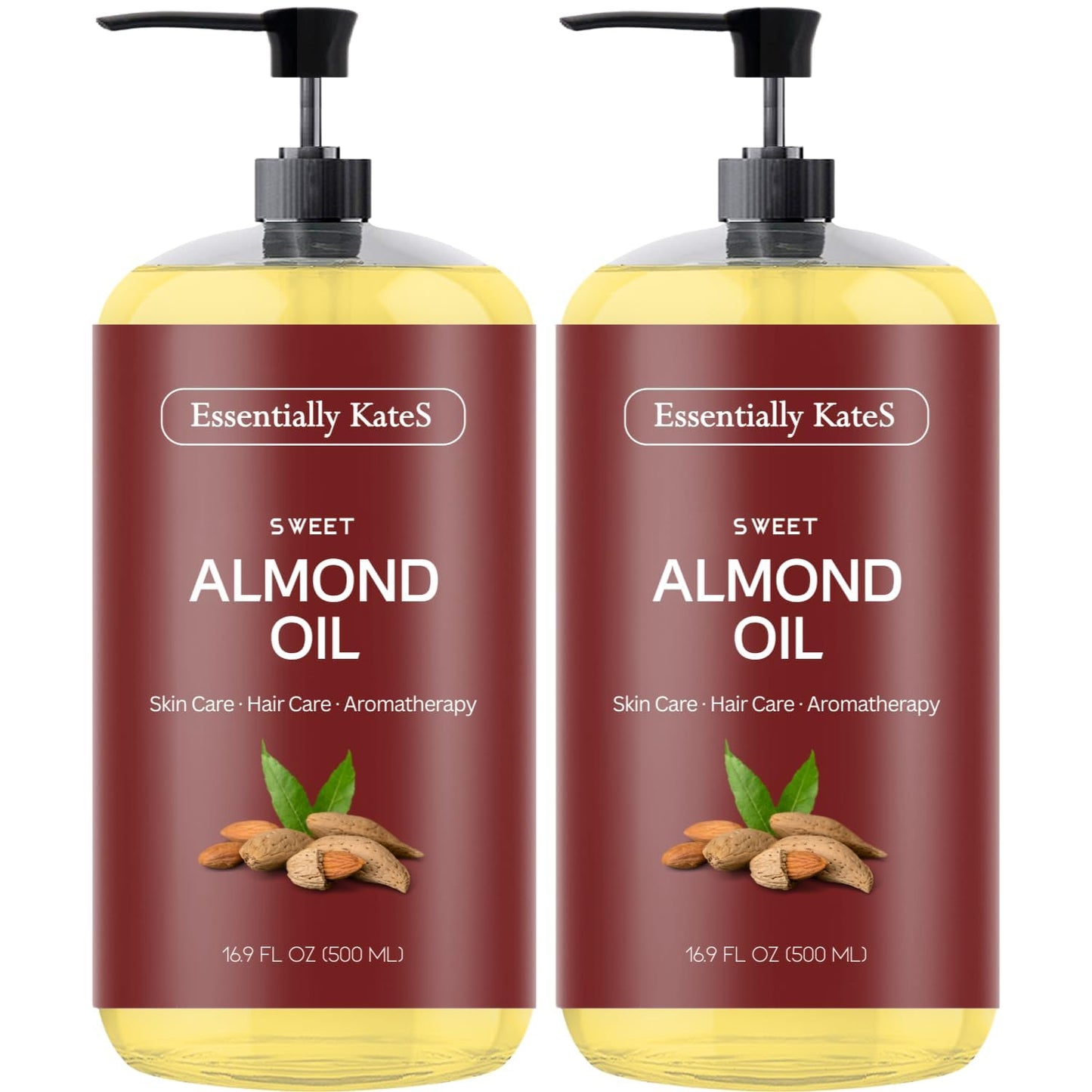 Essentially KateS Sweet Almond Oil – 33.8 Fl Oz (Pack of 2) | 100% Pure & Natural