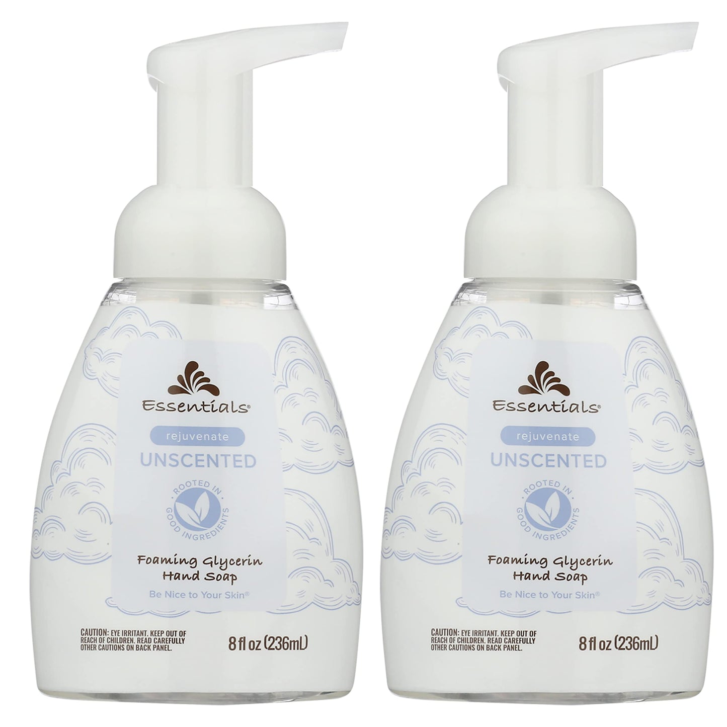Essentials Foaming Glycerin Hand Soap, Unscented – 2 x 8oz