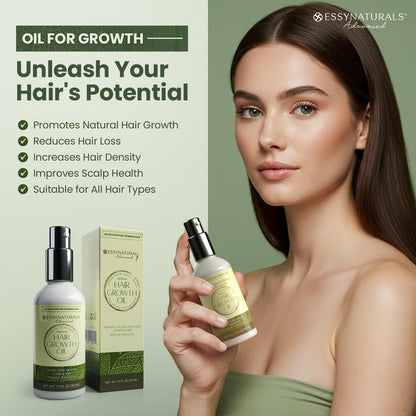 EssyNaturals Advanced Hair Growth Oil with Biotin – Caffeine & Castor Oil for Fuller, Thicker, Longer Hair