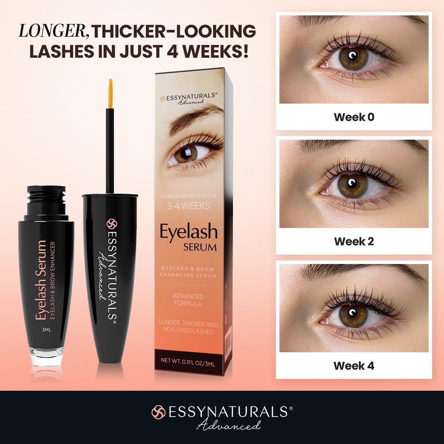 EssyNaturals Advanced Eyelash Growth Serum | Premium Lash Growth & Gentle Care