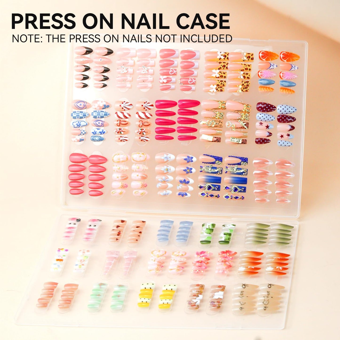 ESUOHYM Nails Storage Box with Stand – Clear Display & Organization for Press-On Nails