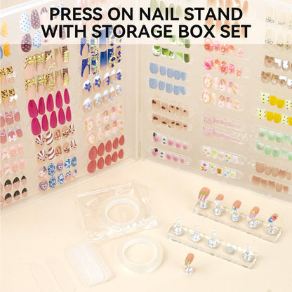 ESUOHYM Nails Storage Box with Stand – Clear Display & Organization for Press-On Nails