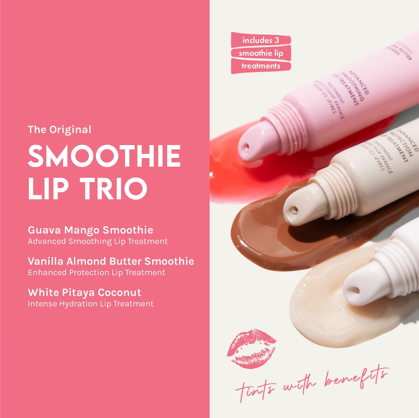 ESW Beauty Smoothie Lip Treatment Set – White Pitaya Coconut, Guava Mango & Vanilla Almond Butter