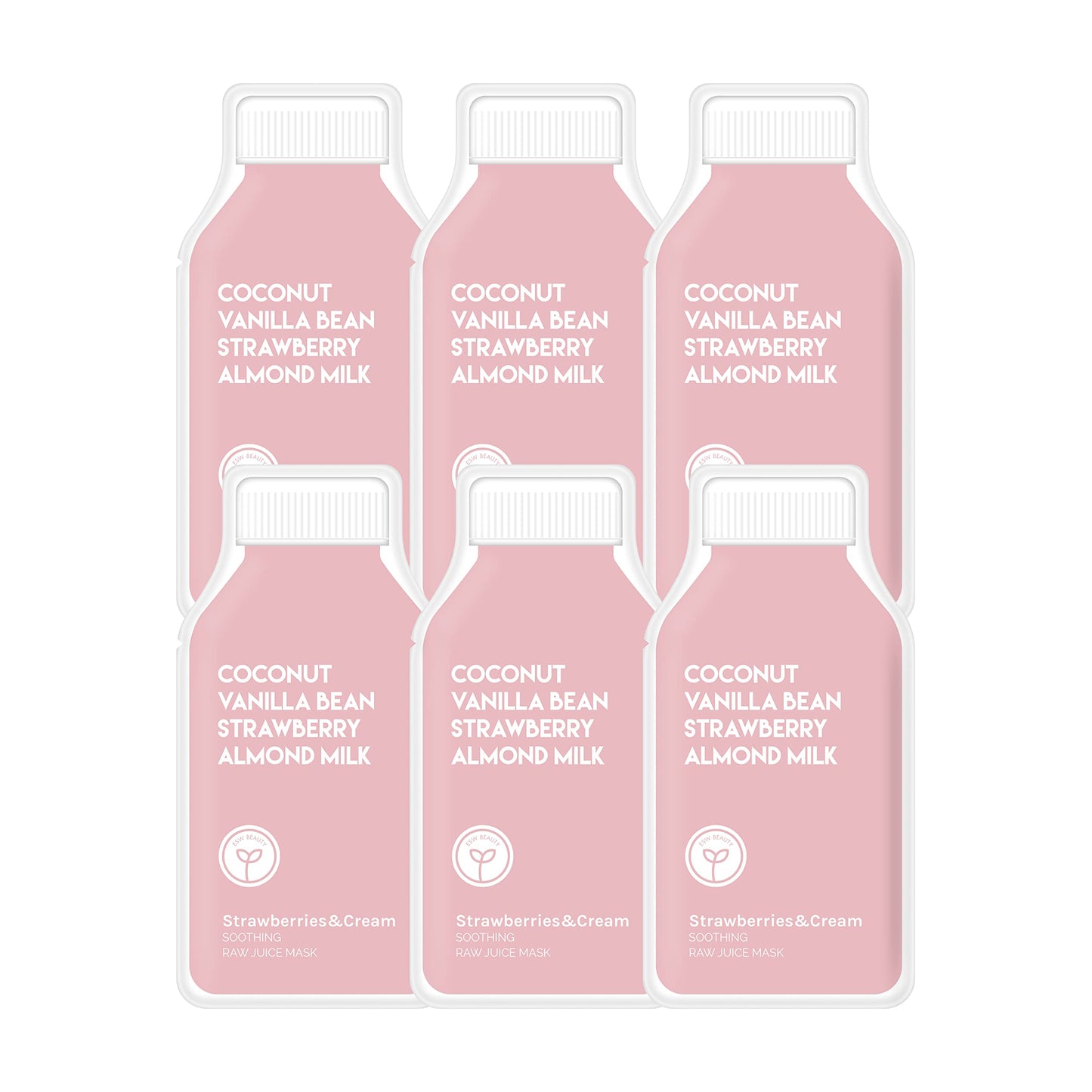 ESW Beauty Strawberries & Cream – Soothing Raw Juice Face Mask (6-Pack) for Sensitive Skin