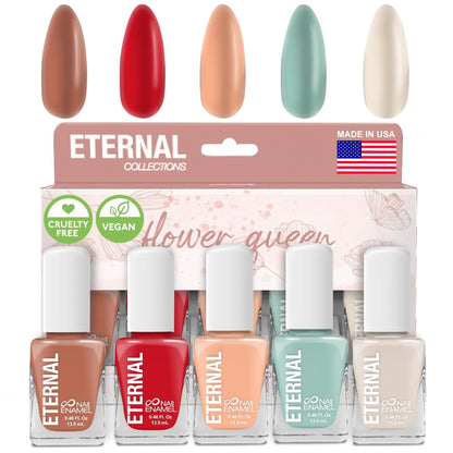 Eternal Flower Queen Pastel Nail Polish Set – 5-Piece Quick-Dry, USA Made (13.5mL Each)
