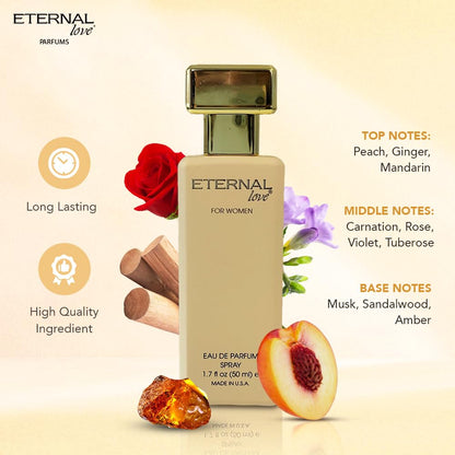 Eternal Love for Women – Long Lasting Floral EDP with Peach & Sandalwood | 1.7oz