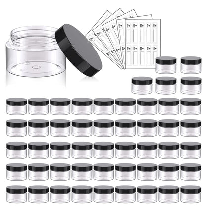 Eternal Moment 50 Pack 1oz Clear Plastic Jars with Lids – Cosmetic Containers & Slime Jars