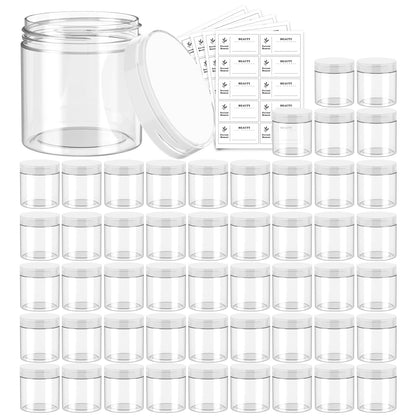 Eternal Moment 50 Pack 4 oz Jars with Clear Lids – BPA-Free PET, Slime Jars, Lotion, Cream, Makeup Storage