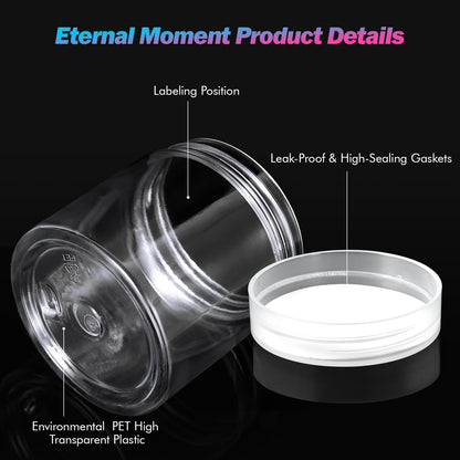 Eternal Moment 50 Pack 4 oz Jars with Clear Lids – BPA-Free PET, Slime Jars, Lotion, Cream, Makeup Storage