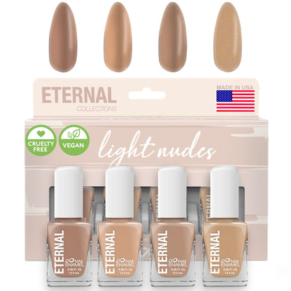 Eternal Nude Nail Polish Set (Light Nudes) — 4-Piece, Made in USA, 13.5mL Each