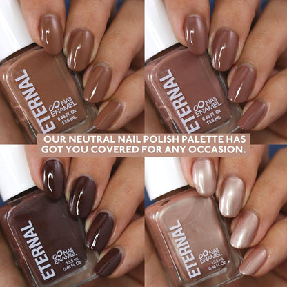 Eternal Nude Nail Polish Set – Dark Nudes, 4 Brown Shades, 13.5mL Each, Non-Toxic & Quick-Dry, Made in USA