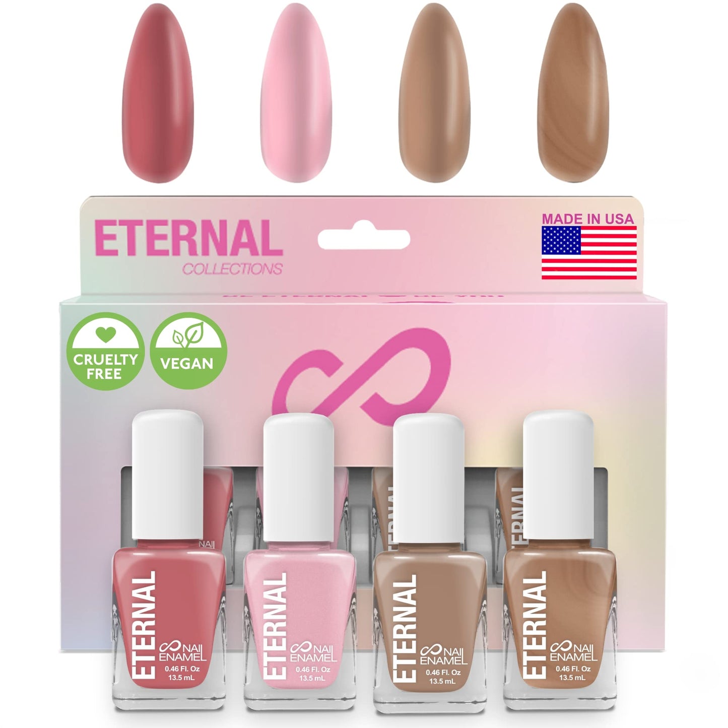ETERNAL Nude Nail Polish Set for Women (NUDE ROSE GOLD) – 4-Piece Quick-Dry, Long-Lasting, Made in USA