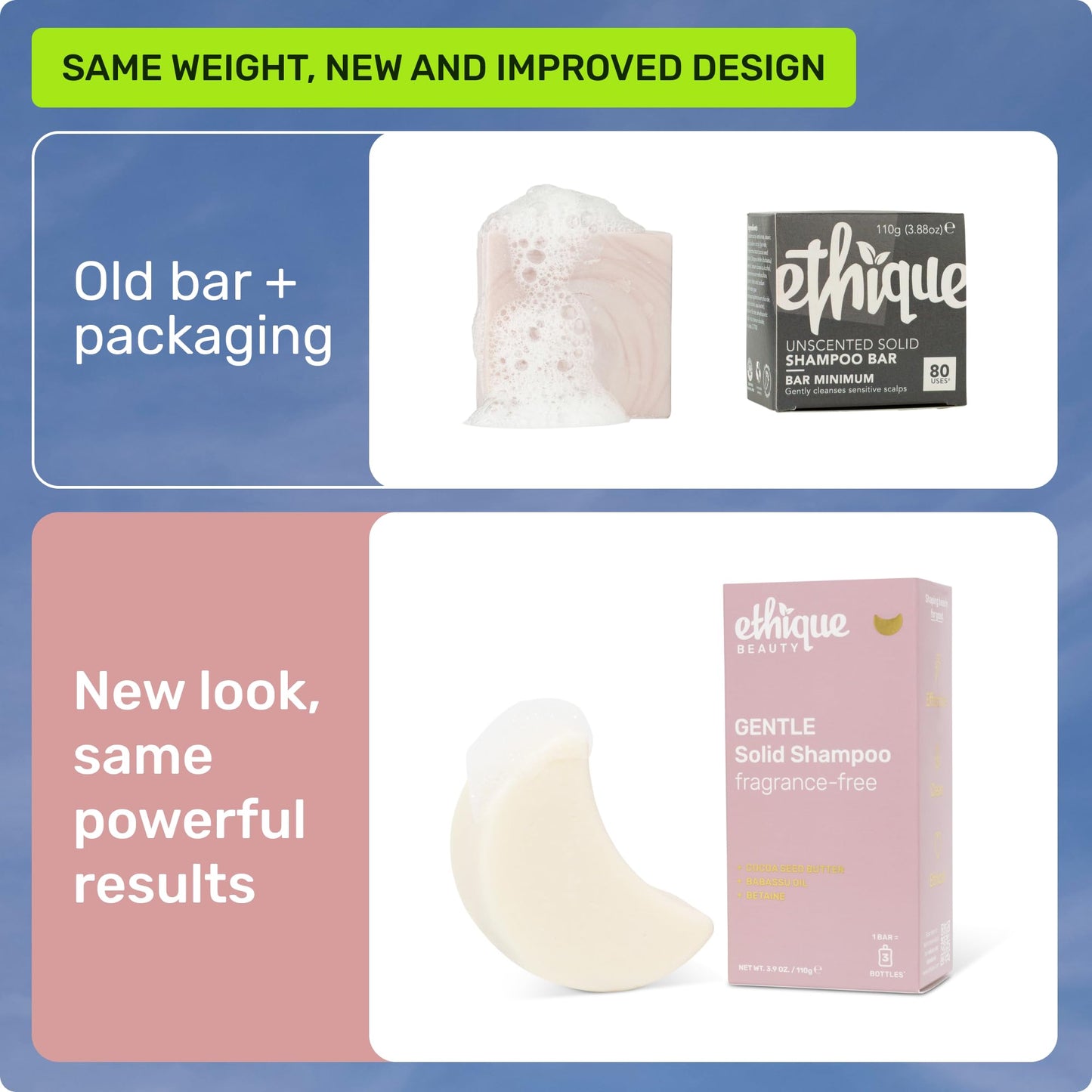 Ethique Gentle Unscented Shampoo Bar with Cocoa Butter | Plastic-Free, Vegan, Cruelty-Free, 3.88 oz