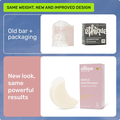 Ethique Gentle Unscented Shampoo Bar with Cocoa Butter | Plastic-Free, Vegan, Cruelty-Free, 3.88 oz