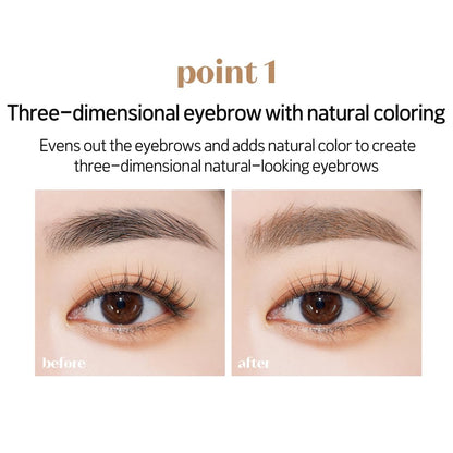 ETUDE Color My Brows Brow Mascara – 3D Natural Color, Moisturizing Gel, Long-Lasting Hold, Rich Brown