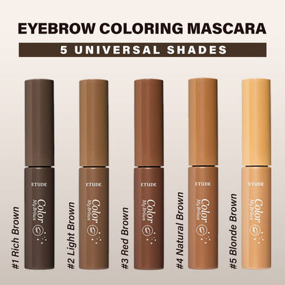 ETUDE Color My Brows Brow Mascara – 3D Natural Color, Moisturizing Brow Care, Light Brown