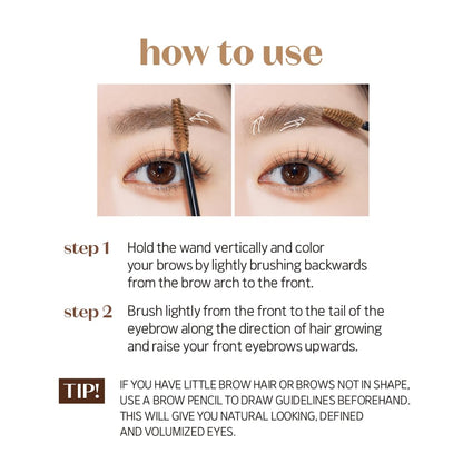 ETUDE Color My Brows Brow Mascara – 3D Natural Color, Beeswax & Carnauba, Blondie Brown (0.152 fl oz)