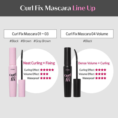 ETUDE Curl Fix Mascara Volume 1+1 Set – Waterproof, 24-Hour Curl, Dense Volume, Vegan Certified