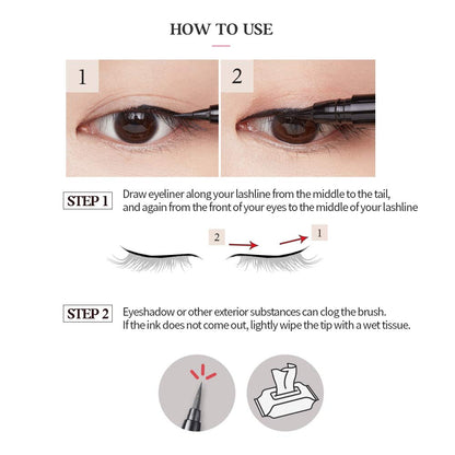ETUDE Drawing Show Brush Eyeliner – Waterproof Liquid Eyeliner with Soft Brush Pen, Precise Tip (0.021 oz)
