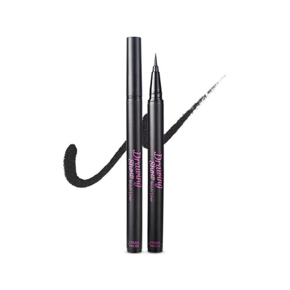 ETUDE Drawing Show Brush Eyeliner – Waterproof Liquid Eyeliner with Soft Brush Pen, Precise Tip (0.021 oz)