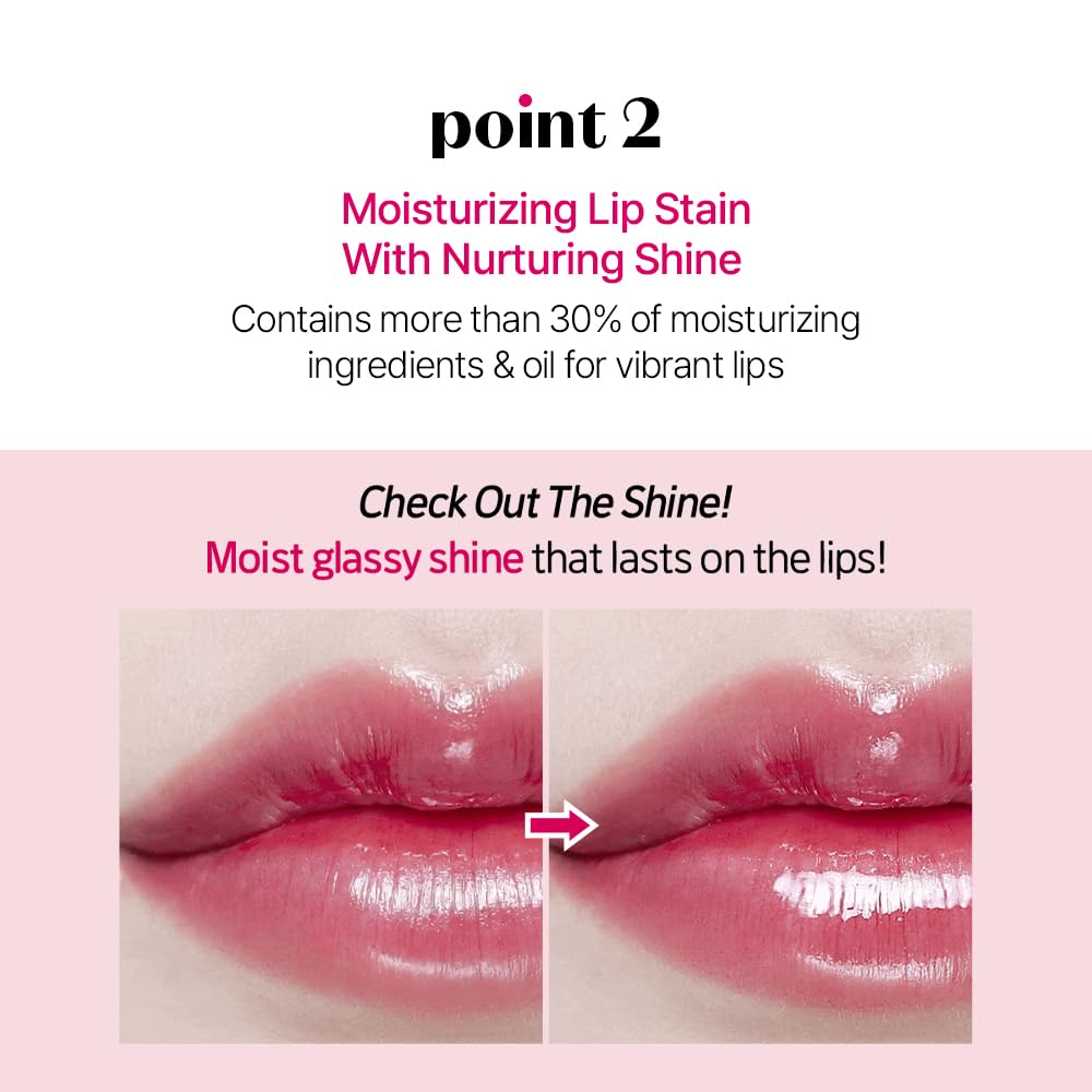 ETUDE Glow Fixing Tint #4 Chilling Red – Non-Sticky Glossy Lip Stain with Comfortable Moisture