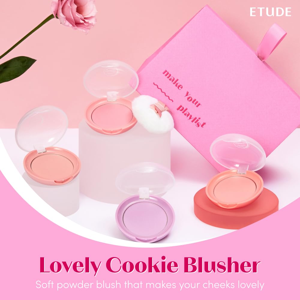 ETUDE Lovely Cookie Blusher - Peach Choux Wafers 4g | Glowing, Long-Lasting, Easy Application | Korean Makeup, K-Beauty