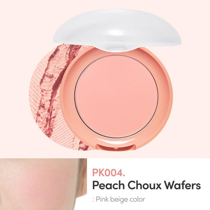 ETUDE Lovely Cookie Blusher - Peach Choux Wafers 4g | Glowing, Long-Lasting, Easy Application | Korean Makeup, K-Beauty