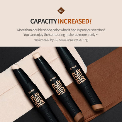 ETUDE Play 101 Stick Contour Duo – Creamy Shading & Highlighter for Easy Contouring