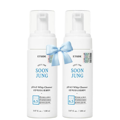 ETUDE SoonJung pH 6.5 Whip Cleanser Duo Set – Gentle, Soothing Face Wash for Sensitive Skin