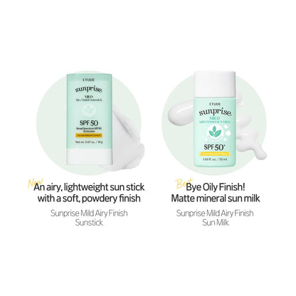 ETUDE Sunprise Mild Airy Finish Sunstick SPF50+ PA++++ | Vegan, Matte, Non-Greasy