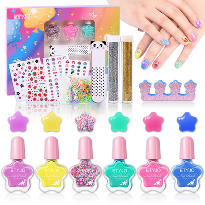 ETYJO Kids Nail Polish Set – Water-Based, Non-Toxic, Quick-Dry, 6 Colors (Age 3+)