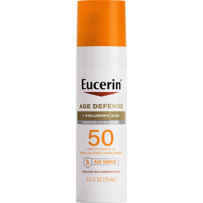 Eucerin Sun Age Defense SPF 50 Face Sunscreen – Hyaluronic Acid, Fragrance-Free