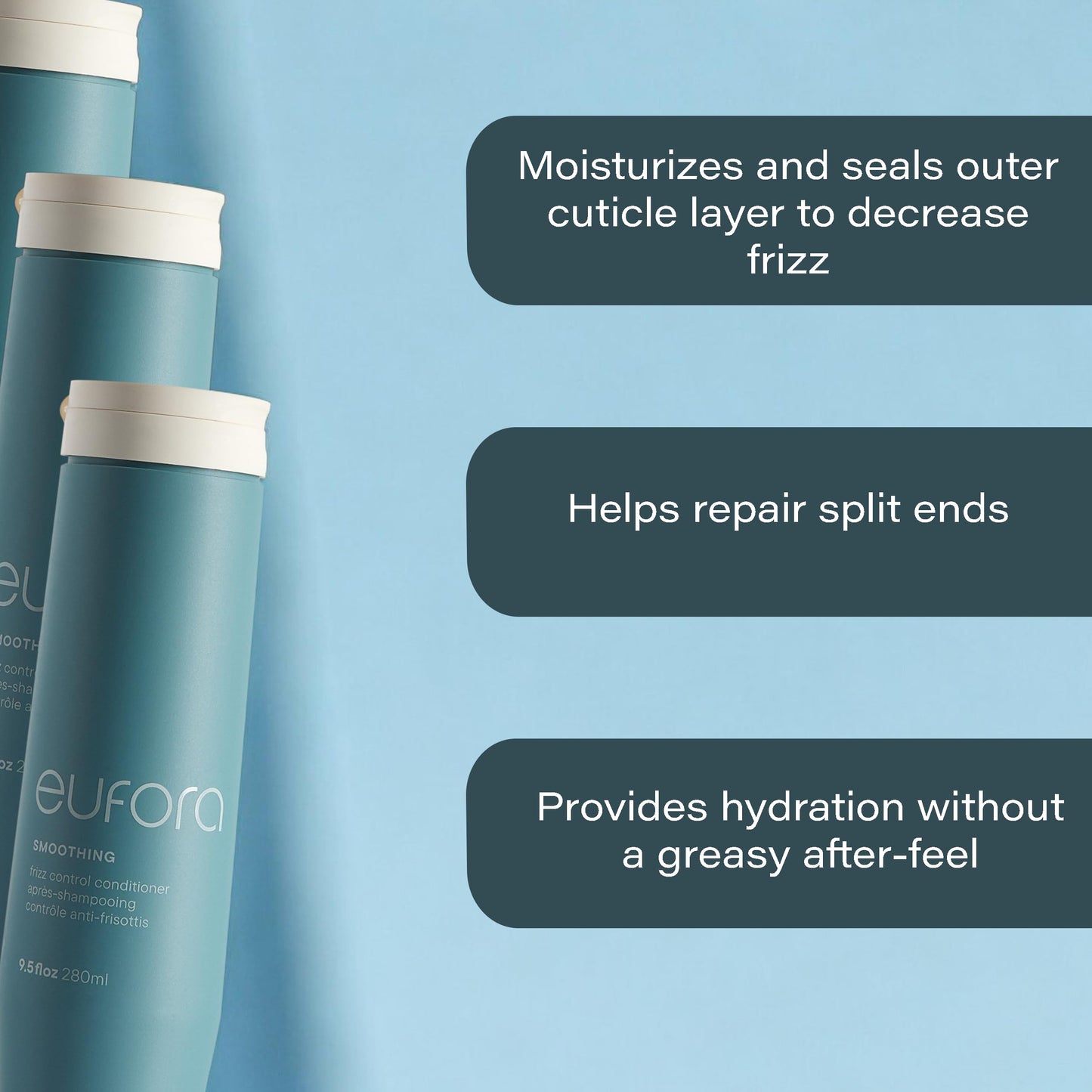 Eufora Smoothing Frizz Control Conditioner – 9.5 oz | Frizz & Humidity Defense for Curly Hair
