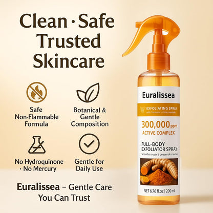 Euralissea Peel Shot Turmeric Mist – Botanical Exfoliating Spray for Face & Body, 200mL