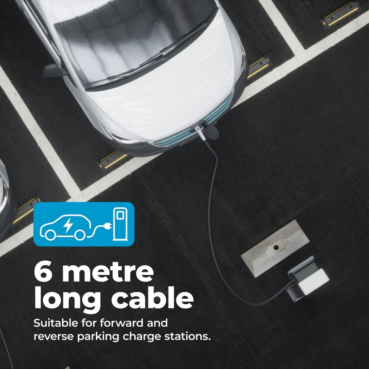 EV Charging Cable, - P1 Autocare© - 16A, 6m Long, Type 2 to UK 3-pin (Single Phase), Impact Resistant, IP Rated
