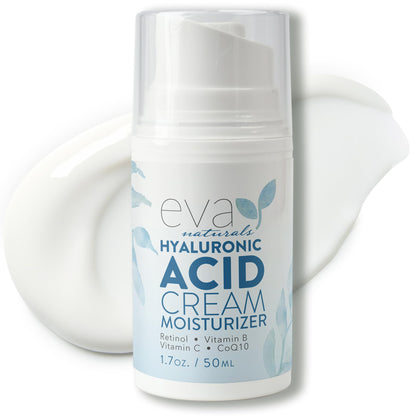 Eva Naturals Hyaluronic Acid Face Cream – Deep Hydration & Firming Moisturizer with Retinol, Vitamin C & Q10 | Day & Night, 1.7 fl oz