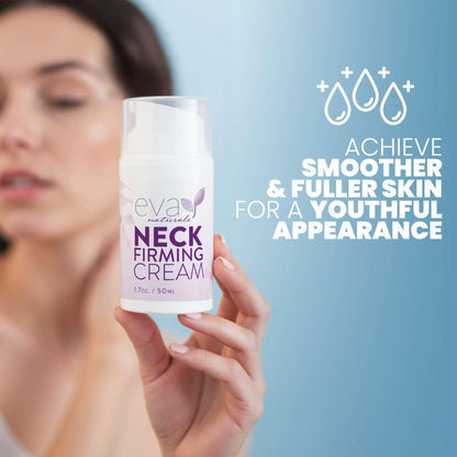 Eva Naturals Neck Firming Cream for Women | Firming, Lifting & Anti-Aging Moisturizer with Retinol, Hyaluronic Acid, Peptides & Vitamin C | 1.7 fl oz