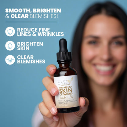 Eva Naturals Vitamin C Serum with Retinol & Salicylic Acid — Acne Clarity & Even Tone, 2 Fl Oz