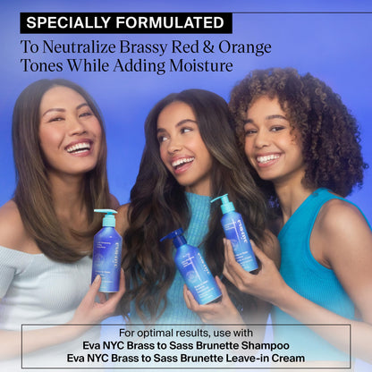 Eva NYC Brass to Sass Brunette Shampoo – Blue Toner for Brunettes