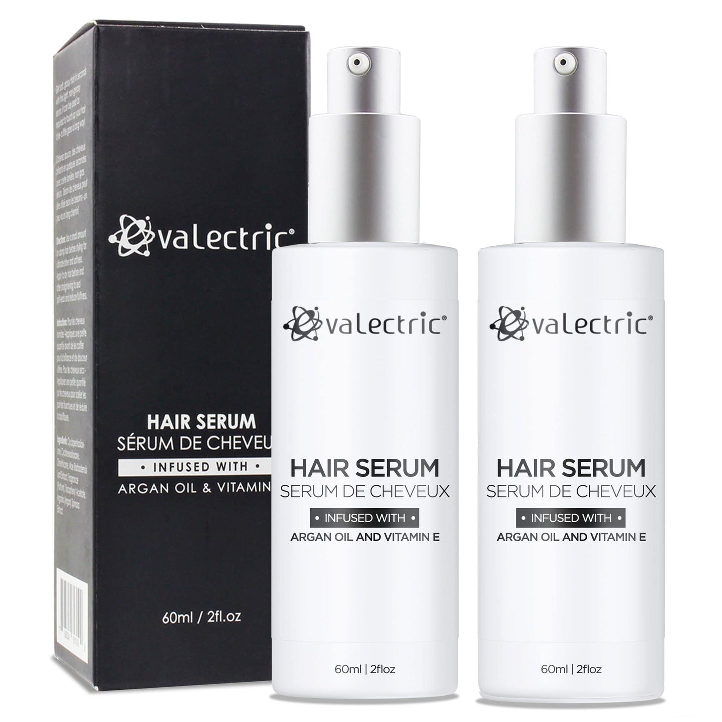 Evalectric Argan Oil Hair Serum – For Dry, Damaged, Curly or Frizzy Hair (2 × 2 fl oz)